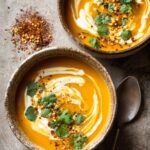 Curried Pumpkin Soup with Coconut Cream Swirl