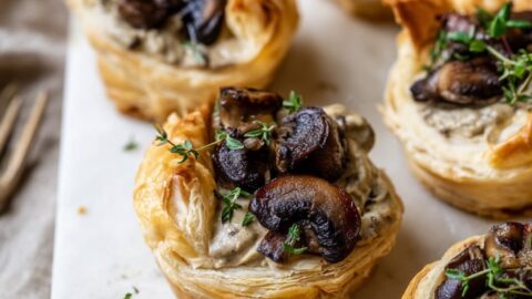 Flaky Puff Pastry Cups with Mushroom and Thyme Cream