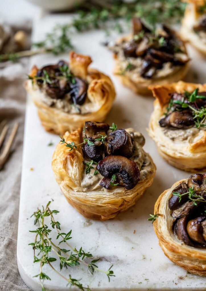 Flaky Puff Pastry Cups with Mushroom and Thyme Cream