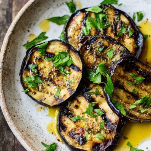 Grilled Aubergine with Garlic Oil