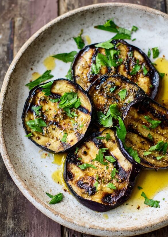 Grilled Aubergine with Garlic Oil