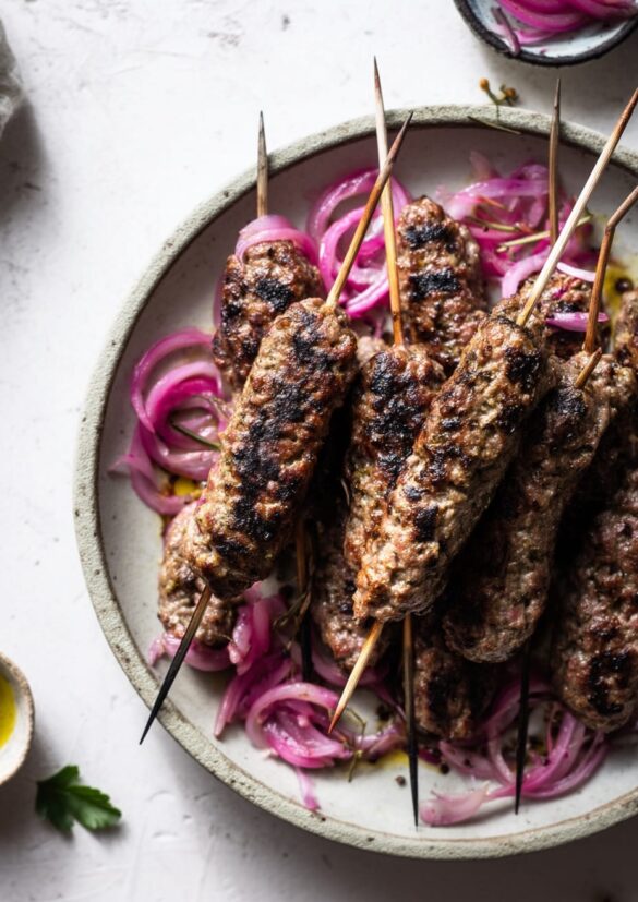Grilled lamb koftas with sumac onions