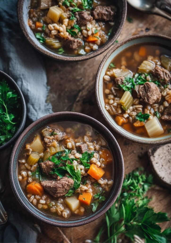 Hearty Beef and Barley Soup with Winter Root Vegetables