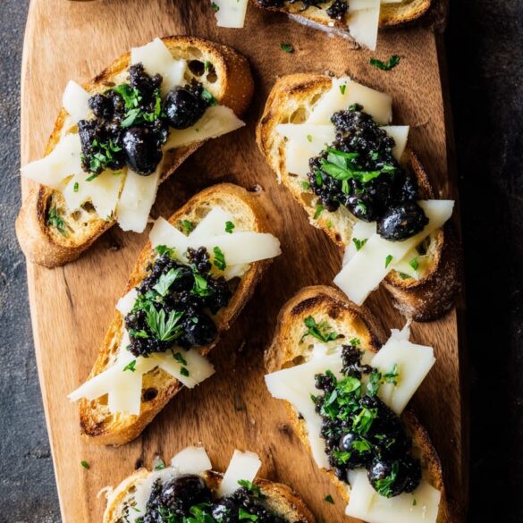Manchego Cheese And Olive Tapenade On Rustic Toast Recipe
