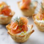Puff Pastry Cups with Smoked Salmon, Dill and Crème Fraîche