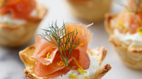 Puff Pastry Cups with Smoked Salmon, Dill and Crème Fraîche