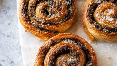 Puff Pastry Palmiers with Tapenade and Parmesan Crust
