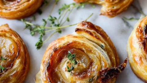 Puff Pastry Pinwheels with Blue Cheese, Pear and Honey