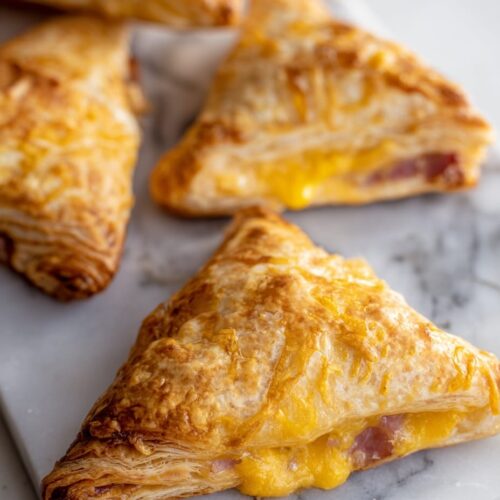 Puff Pastry Pockets with Ham, Mustard and Cheddar Cheese