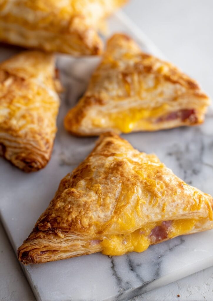 Puff Pastry Pockets with Ham, Mustard and Cheddar Cheese