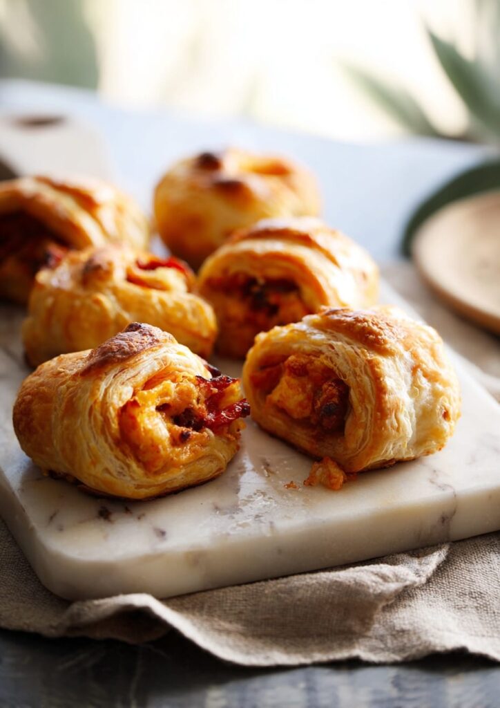 Puff Pastry Rolls with Chorizo, Manchego and Peppers