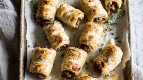 Puff Pastry Rolls with Sausage, Apple and Thyme