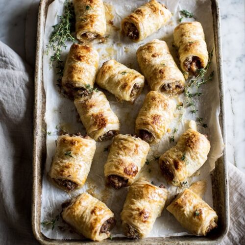 Puff Pastry Rolls with Sausage, Apple and Thyme
