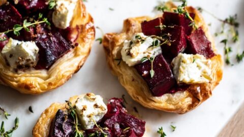 Puff Pastry Tartlets with Goat Cheese and Roasted Beetroot