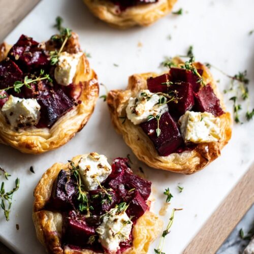 Puff Pastry Tartlets with Goat Cheese and Roasted Beetroot