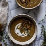 Rich Chestnut and Mushroom Soup with Thyme and Sherry