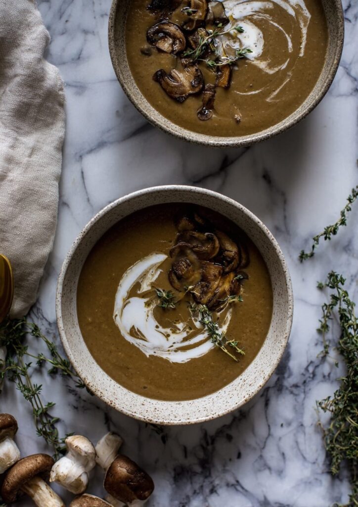 Rich Chestnut and Mushroom Soup with Thyme and Sherry