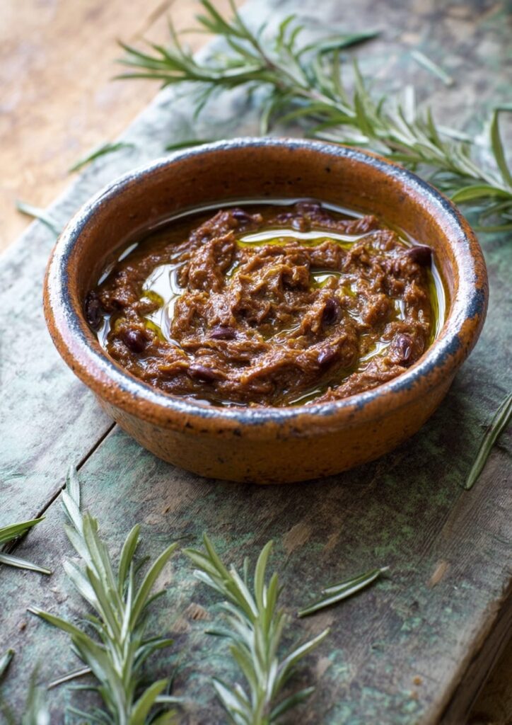 Rustic Spanish Tapenade with Roasted Garlic and Black Olives