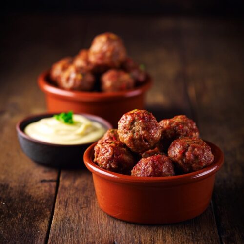 Spanish Meatball Tapas with Aioli Dip