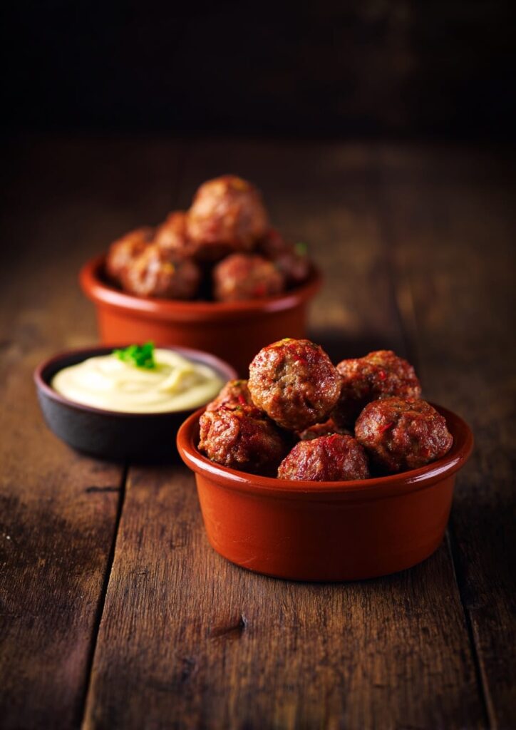 Spanish Meatball Tapas with Aioli Dip