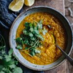 Spiced Red Lentil Soup with Carrots and Fresh Coriander