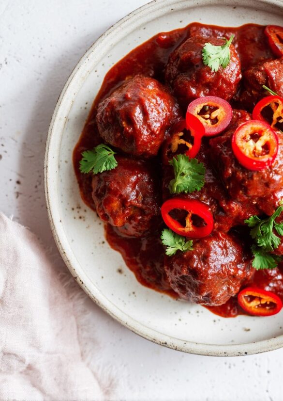 Spicy Spanish Meatballs with Chilli and Peppers