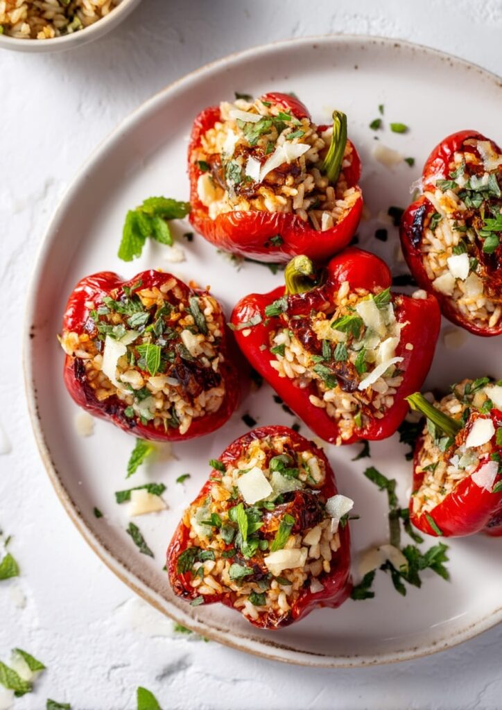 Stuffed Spanish Piquillo Peppers with Rice and Herbs