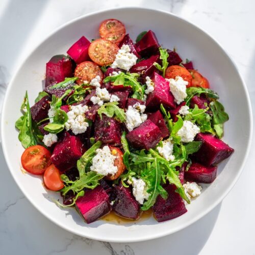 Beetroot Greek Salad with Feta and Honey Vinaigrette