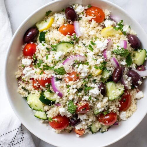 Greek Couscous Salad with Feta and Herbs
