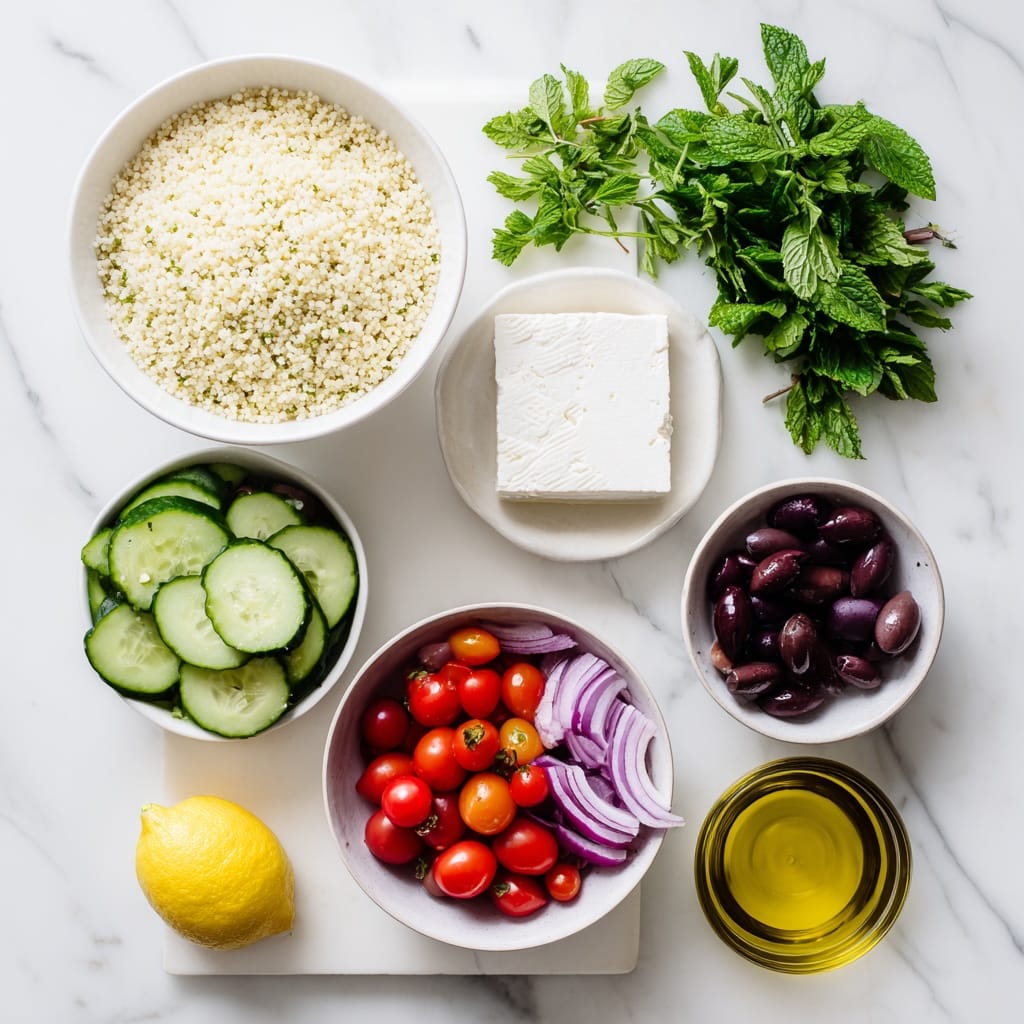 Greek Couscous Salad with Feta and Herbs Ingredients