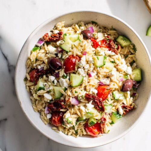 Greek Orzo Salad with Feta and Sundried Tomatoes