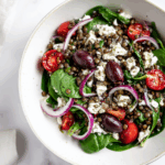 Lentil Greek Salad with Feta and Spinach