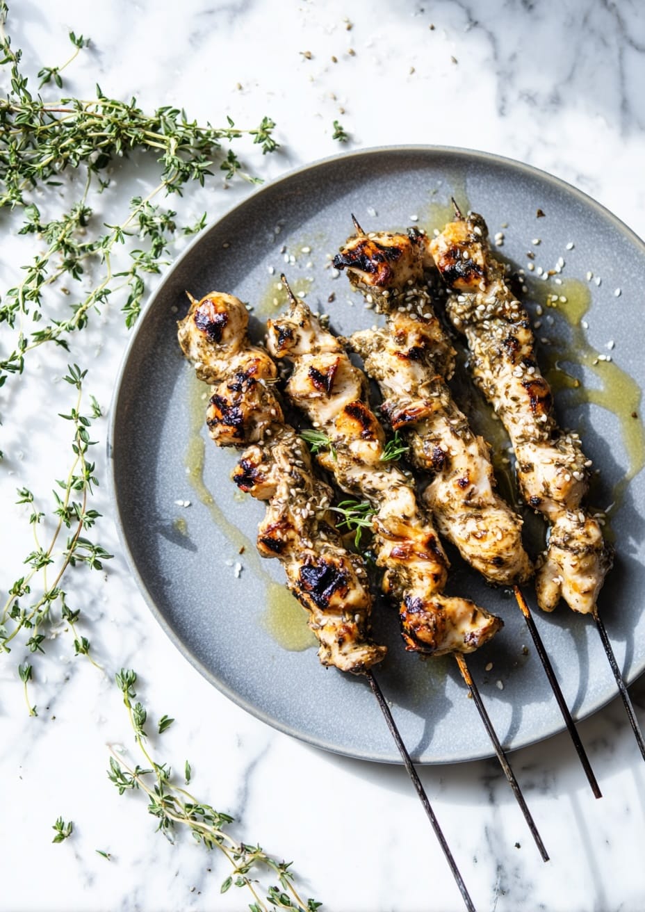 Mediterranean Chicken Skewers with Garlic and Za’atar Mediterranean Chicken Skewers with Garlic and Za’atar