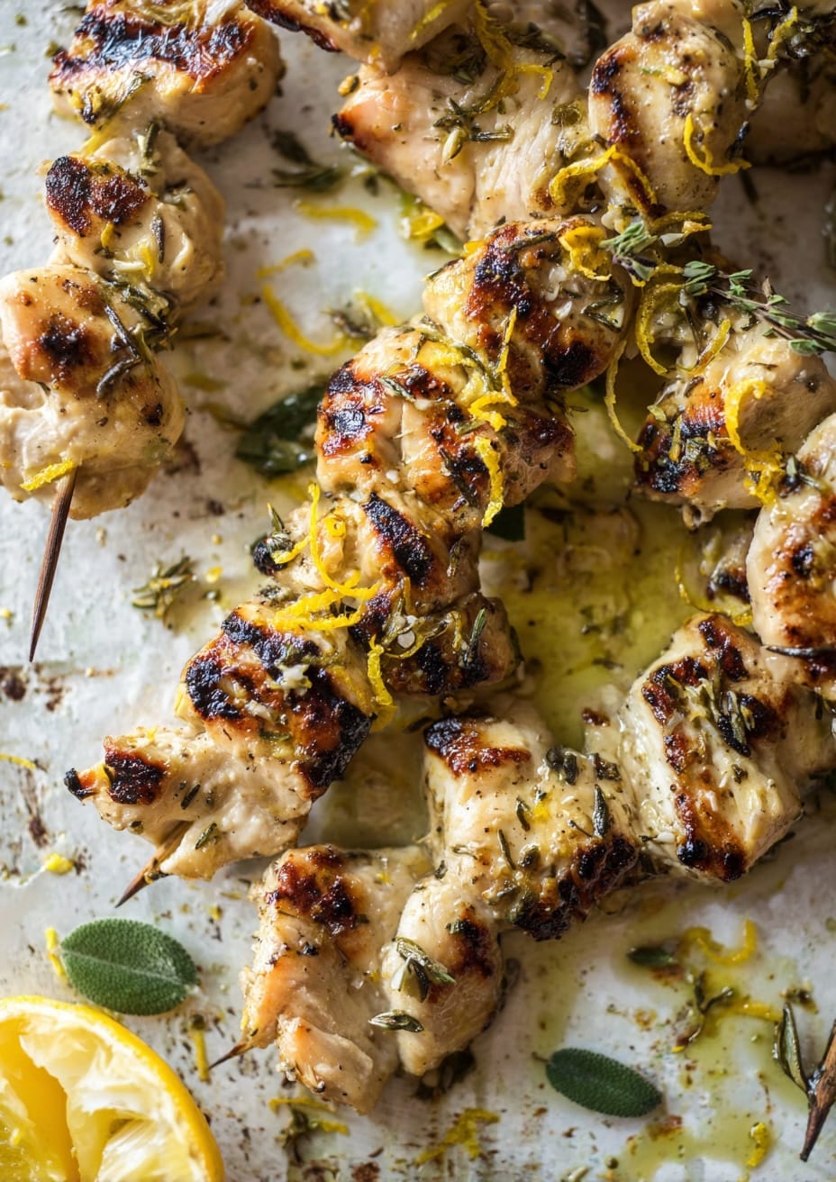 Olive Oil and Lemon Chicken Skewers with Oregano Olive Oil and Lemon Chicken Skewers with Oregano