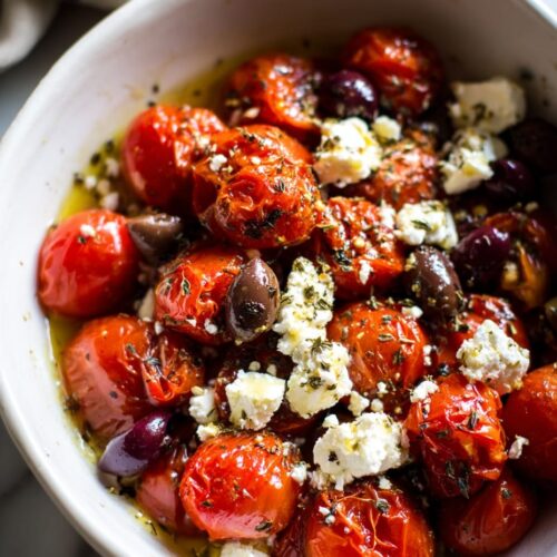 Roasted Tomato Greek Salad with Feta