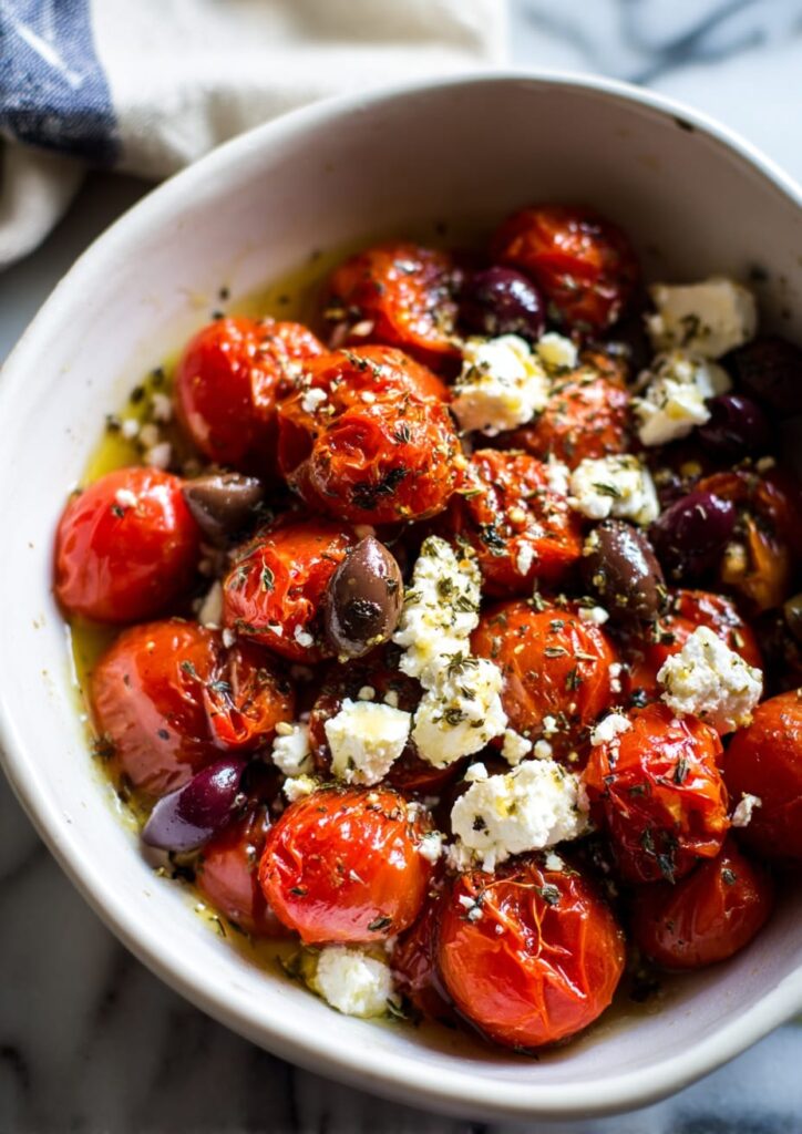 Roasted Tomato Greek Salad with Feta