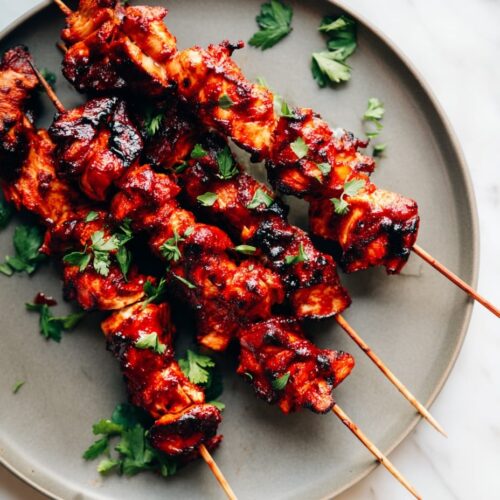Spicy Lebanese Chicken Skewers with Aleppo Pepper Oil