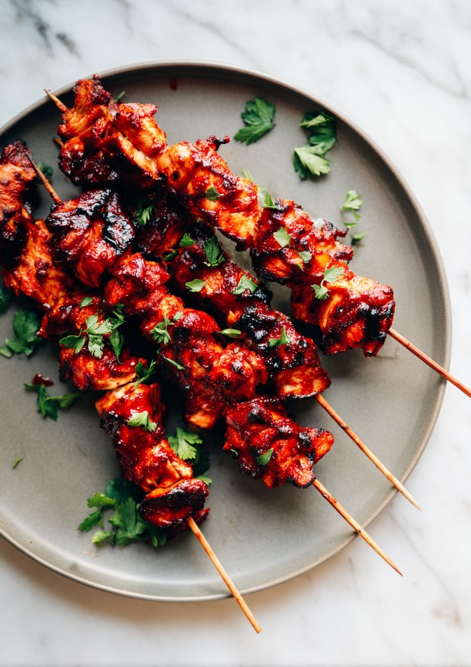 Spicy Lebanese Chicken Skewers with Aleppo Pepper Oil Spicy Lebanese Chicken Skewers with Aleppo Pepper Oil