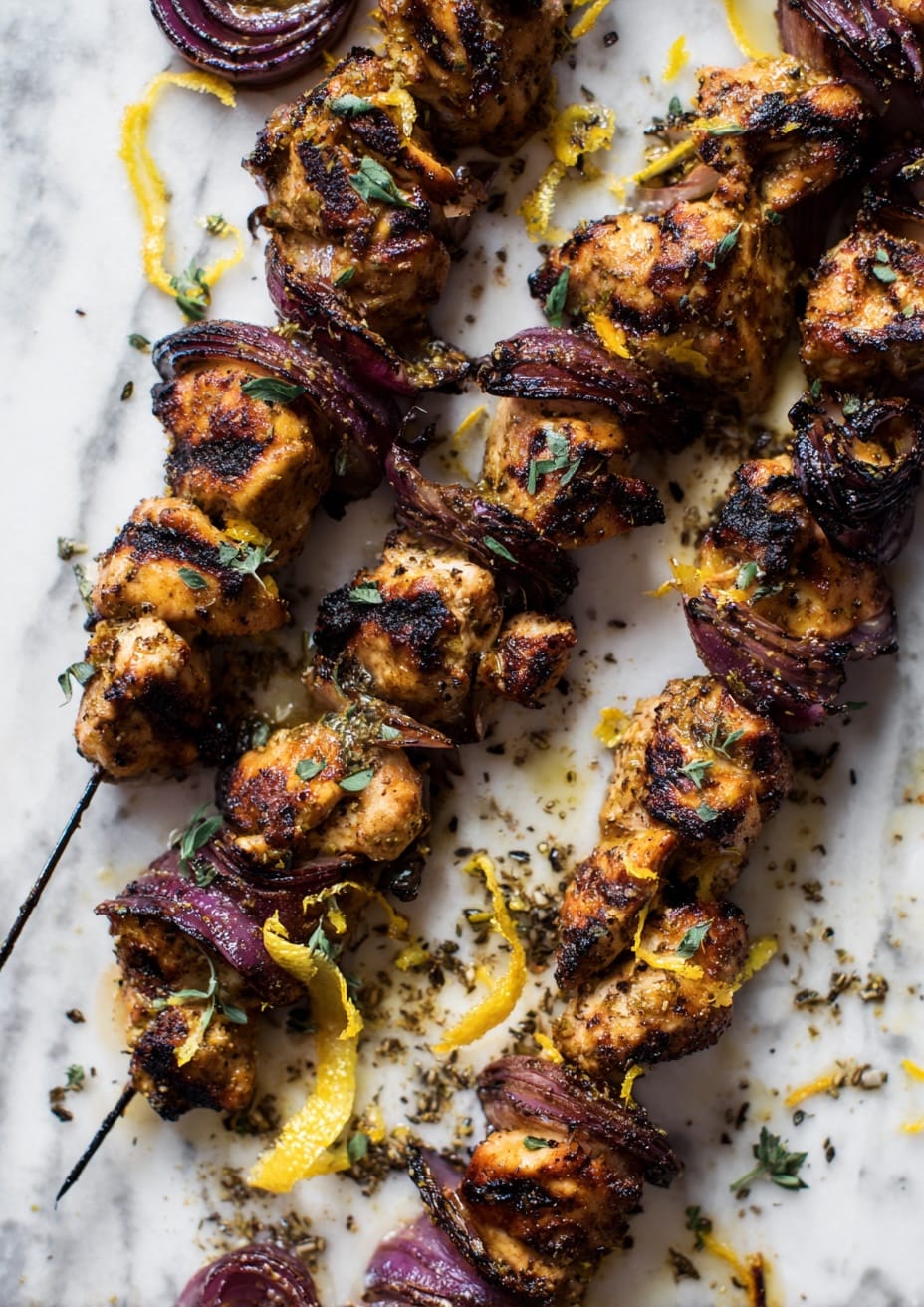 Sumac and Za’atar Chicken Skewers with Charred Onions Sumac and Za’atar Chicken Skewers with Charred Onions