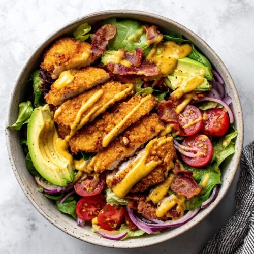 Fried Chicken Salad with Honey Mustard and Bacon
