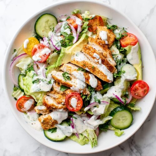 Healthy Fried Chicken Salad with Avocado