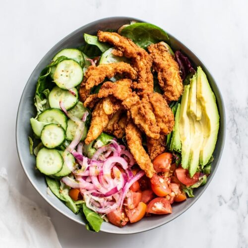 Low-Calorie Fried Chicken Salad for Lunch