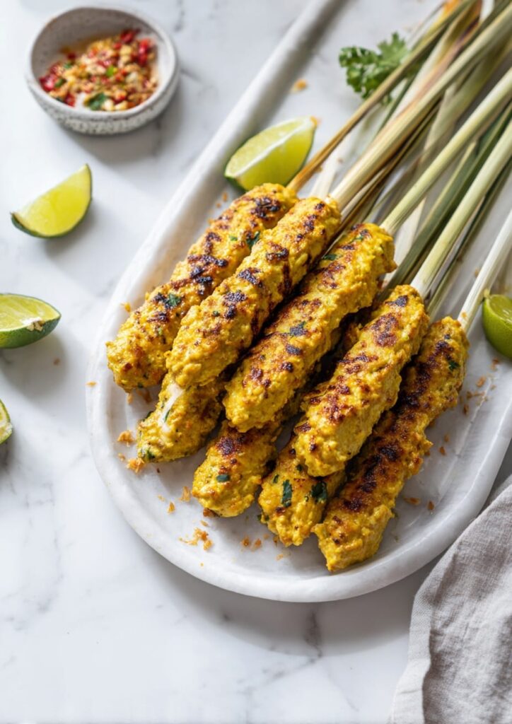 Sate Lilit: Balinese Minced Fish Satay with Turmeric and Galangal