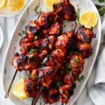Harissa Lemon BBQ Chicken Skewers with Charred Bits