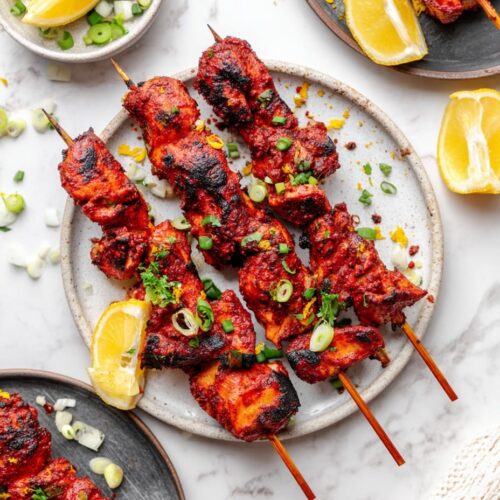 Peri Peri BBQ Chicken Skewers with Garlic and Lemon