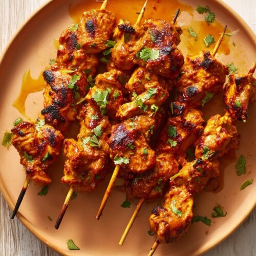 Thai Red Curry BBQ Chicken Skewers with Coconut Glaze