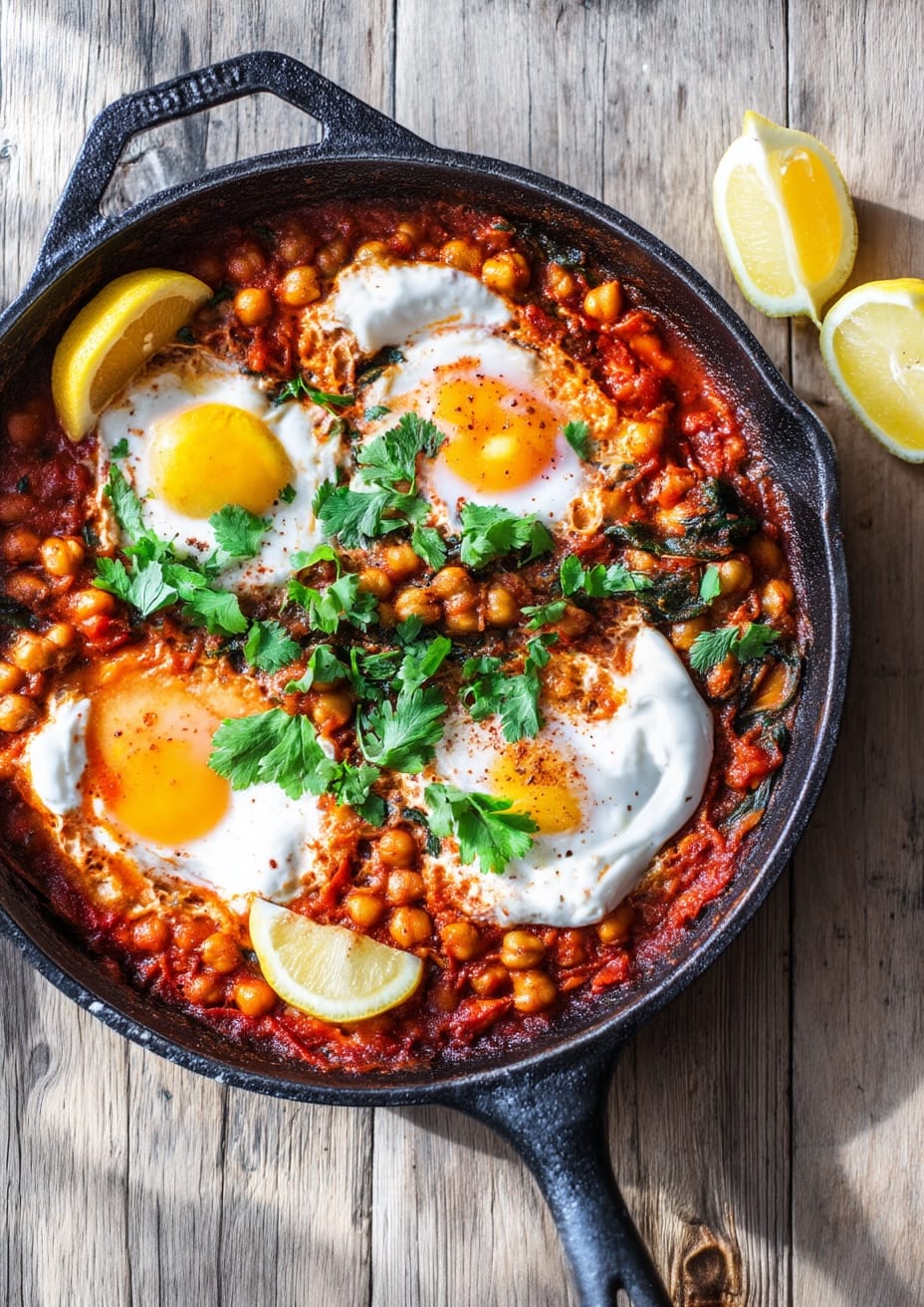 20 Minutes Quick Chickpea and Spinach Shakshuka
