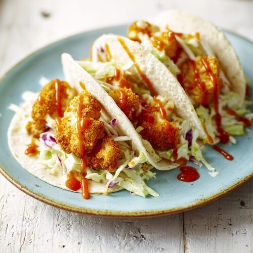 Air Fryer Cauliflower Tacos with Yoghurt Slaw