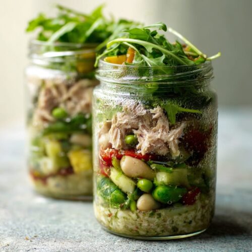 No-Cook Tuna Cannellini Salad Jars with Lemon Herbs
