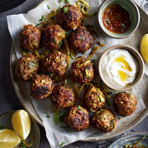Oven-Baked Turkey Harissa Meatballs with Courgette